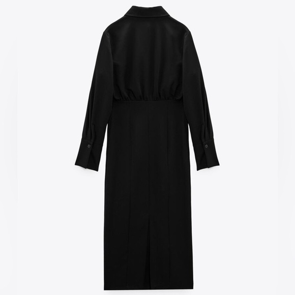Zara Fitted Shirt Dress with Button Up Top and Stretch Bodycon Midi Skirt - Picture 6 of 15